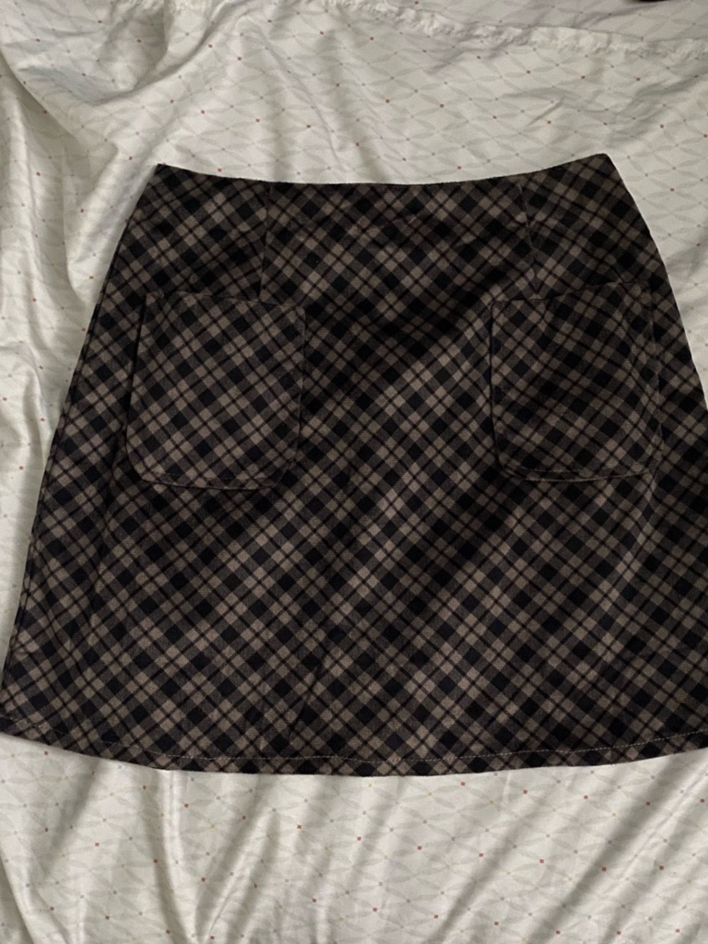 PrettyLittleThing Dark Grey and Black Plaid Mini Skirt